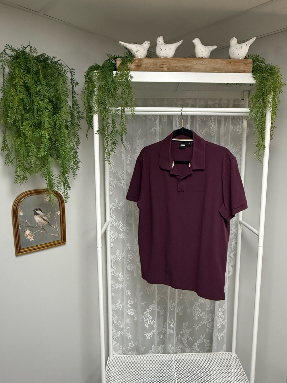 BOSS Hugo Boss Men’s XL Burgundy Polo Shirt Classic Logo Cotton Golf Casual